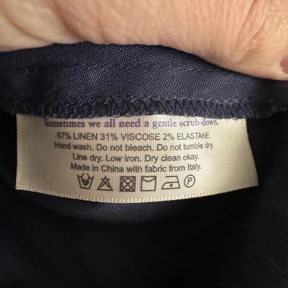 MM Lafleur The Allie Top Stretch Linen Blouse in Blueberry Extra Small NO BELT - Picture 3 of 6